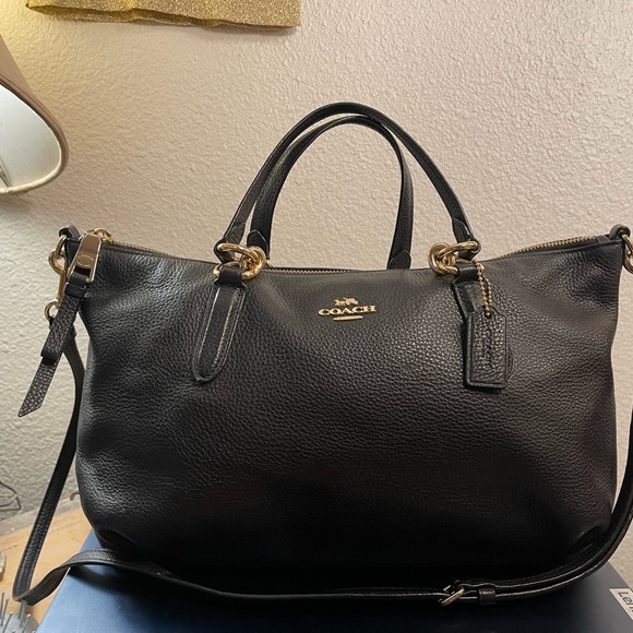Great COACH Elly Satchel Black Pebbled Leather w/Gold-tone Hardware (F30565) - Picture 3 of 12